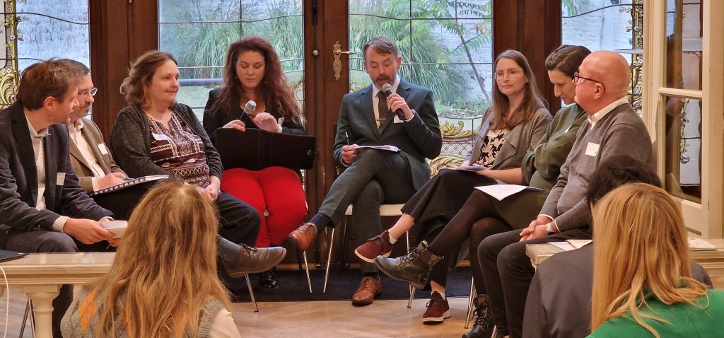 Left to right: Pierre Huybrechts (CEBioS/GTI NFP), Andreas Gumbert (DG ENV), Patricia Mergen (Botanical Garden Meise), Betty Evangelinou (Skills4EOSC), Michael Magee (TETTRIs), Amelie Höcherl (SMNS), Rena de Mey (Wienerberger), Enrico Balli (ECSA).